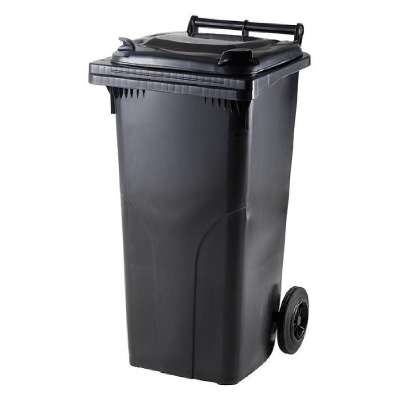 Kuka 120l fekete kültéri Kerekes háztartási szemetes CE