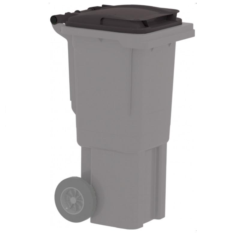 Kukafedél 60l fekete Háztartási kültéri kerekes szemetes antracit