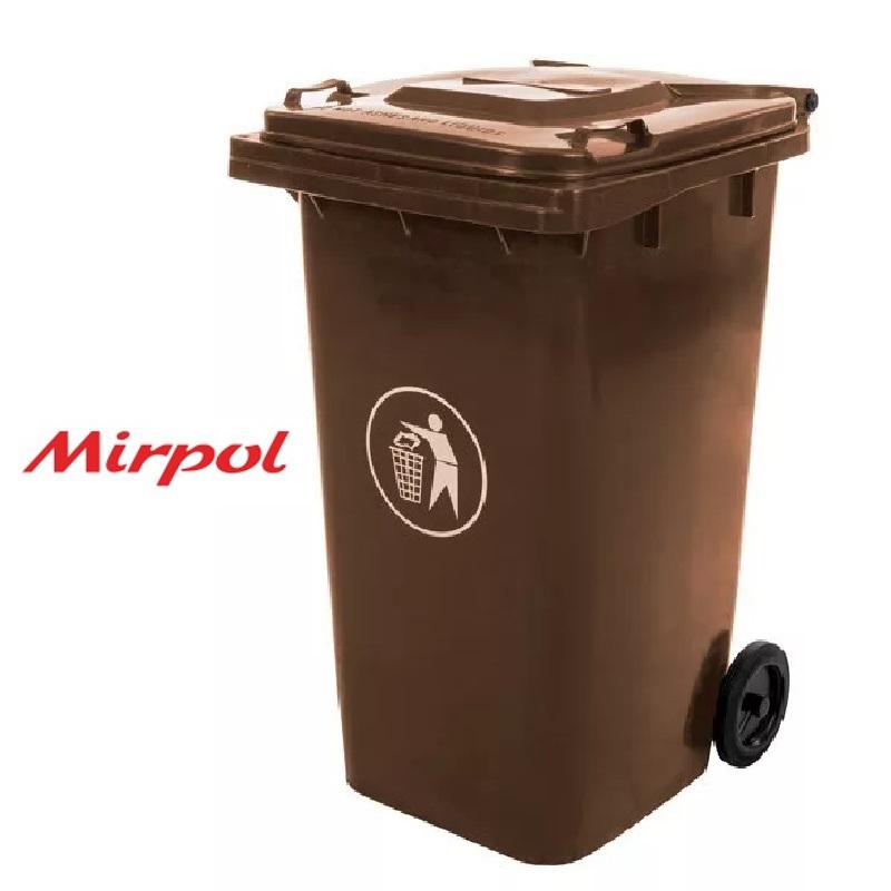 Mirpol Kuka 120l barna. kültéri Kerekes háztartási szemetes CE