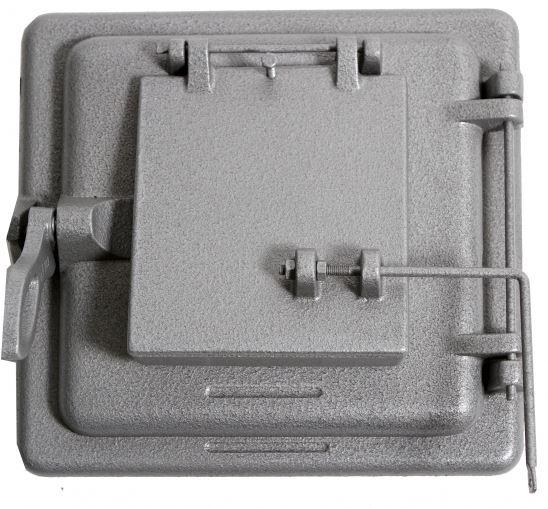 Öntvény, vas Tűztérajtó DT-130HL Alsó lepkés 220 x 220 mm (Totya) Kazi