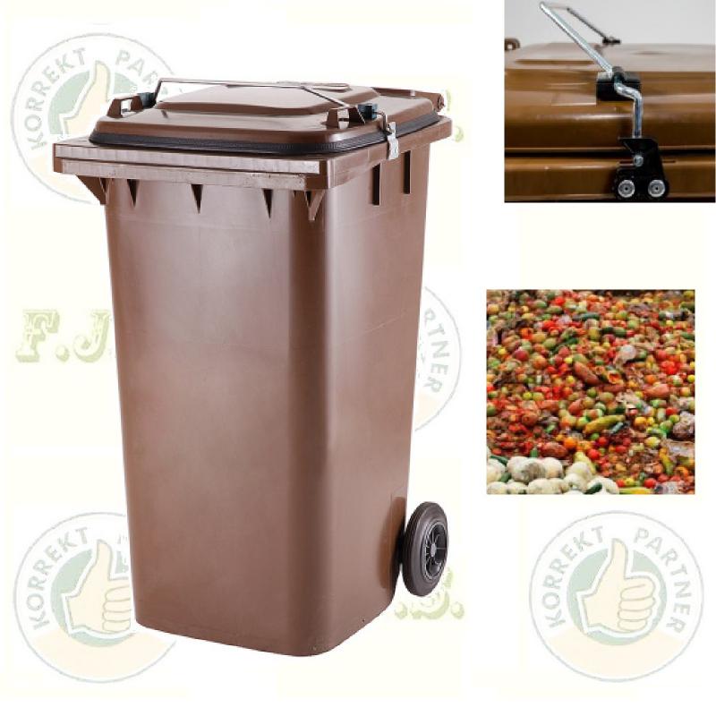 Szelektív Gasztro (moslék) étel gyűjtő Kuka 240 literes barna, kerekes éttermi hulladékhoz 240 l