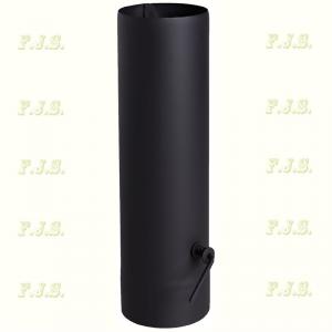 Füstcső huzatszabályzós Ø150/500 vastag falú 1 mm fekete pillangószelep acél