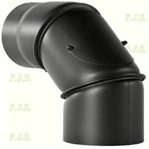 Füstcső könyök Ø200/0-90° állítható Vastag falú fekete acél 2mm tisztító nyílással BERTRAMS