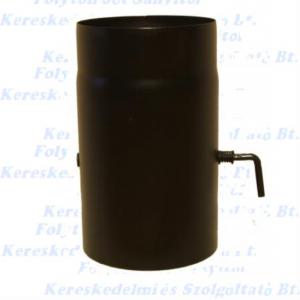 Füstcső  Ø160/250mm vastag falú, fekete huzatszabályzós, pillangószelep