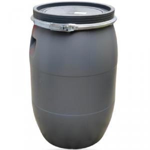 Hordó műanyag 120L fedeles mézes bilincses szürke