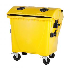 konténer 1100 l sárga műanyag PET gyűjtő íves fedéllel