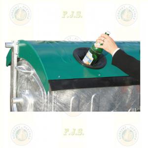 konténer 1100l szelektív üveg gyűjtő horganyzott acél, zöld fedéllel