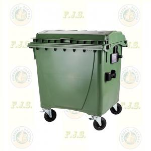 szemetes konténer 1100 l műanyag zöld lapos fedéllel