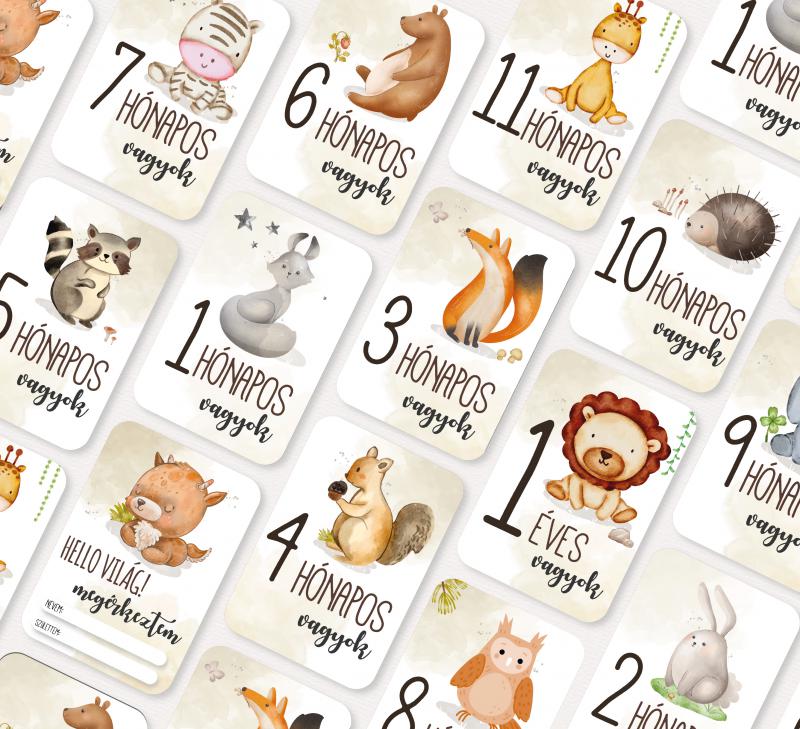 Baba mérföldkő kártya - Gyönyörű állatokkal