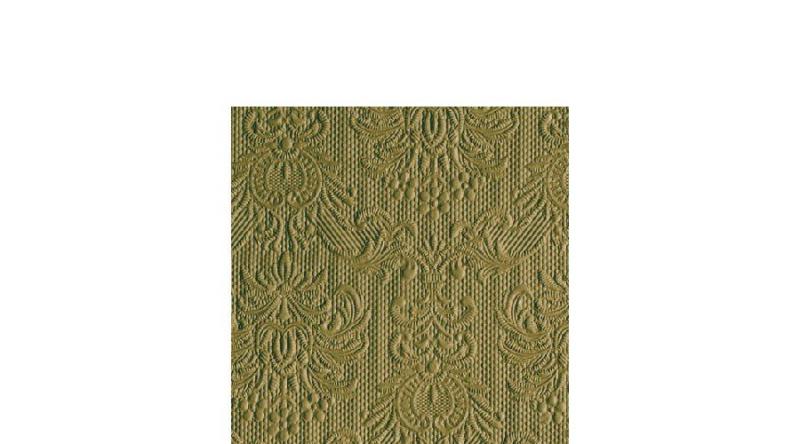 AMB.12511114 Elegance Olive Green dombornyomott papírszalvéta 25x25cm,15db-os