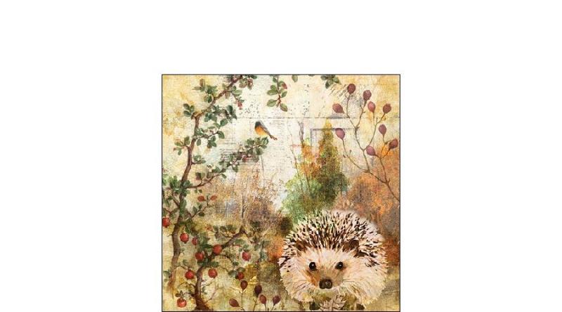 AMB.12514450 Autumn Hedgehog papírszalvéta 25x25cm,20db-os