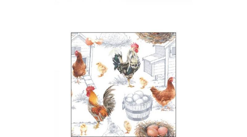 AMB.12515875 Chicken Farm papírszalvéta 25x25cm, 20db-os