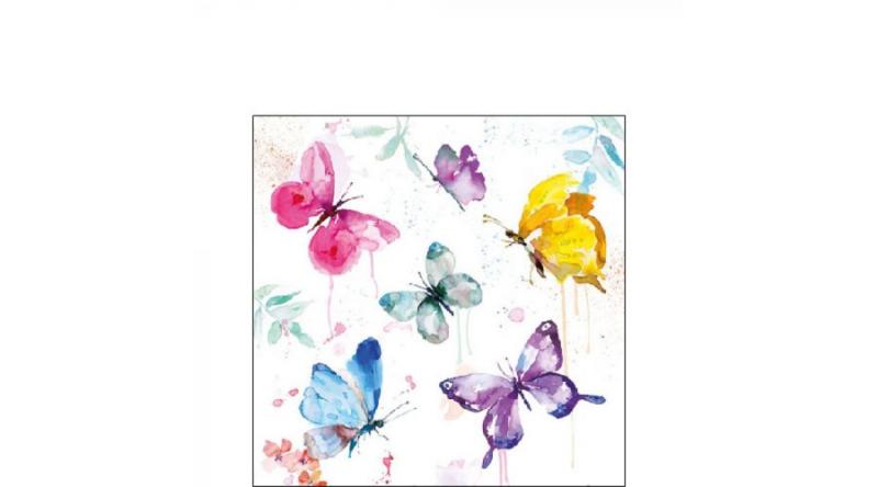 AMB.12516265 Butterfly Collection white papírszalvéta 25x25cm,20db-os