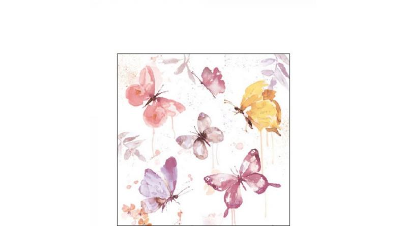 AMB.12516266 Butterfly Collection rose papírszalvéta 25x25cm,20db-os