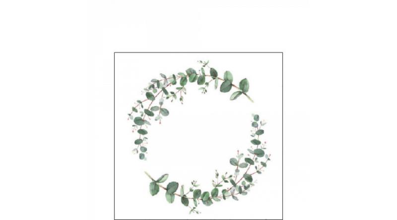 AMB.12517160 Eucalyptus Branch White papírszalvéta 25x25cm,20db-os