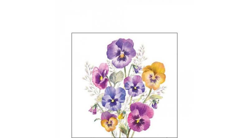 AMB.12518165 Pansies papírszalvéta 25x25cm, 20db-os