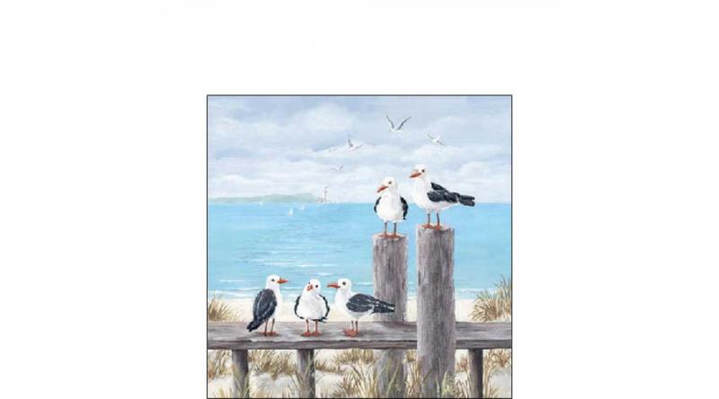 AMB.12518170 Seagulls on the dock papírszalvéta 25x25cm, 20db-os