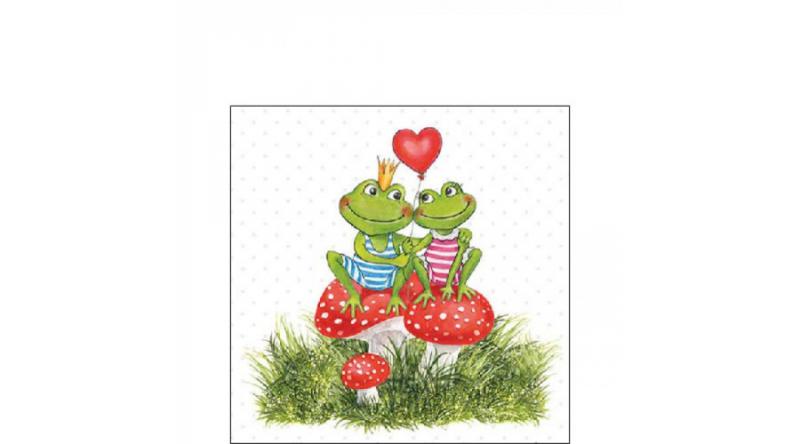 AMB.12518180 Frogs in love papírszalvéta 25x25cm, 20db-os