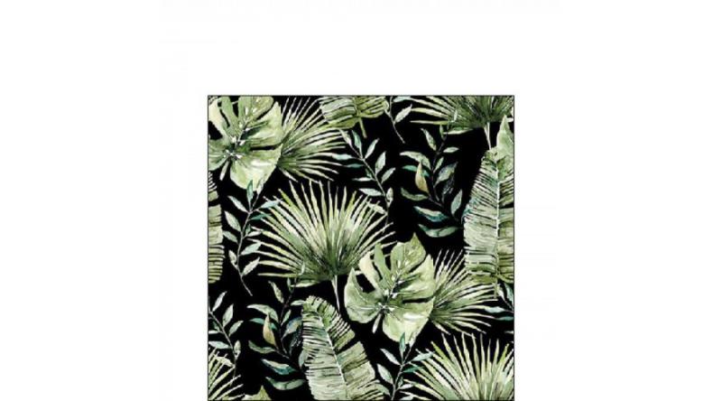 AMB.12518216 Jungle leaves black papírszalvéta 25x25cm, 20db-os