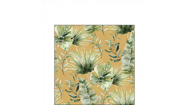 AMB.12518219 Jungle leaves gold papírszalvéta 25x25cm, 20db-os