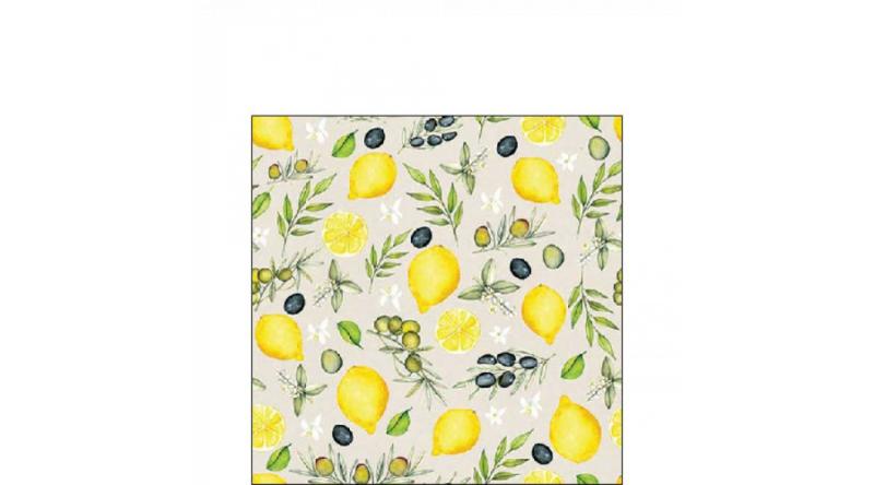 AMB.12518450 Olives and lemon papírszalvéta 25x25cm, 20db-os