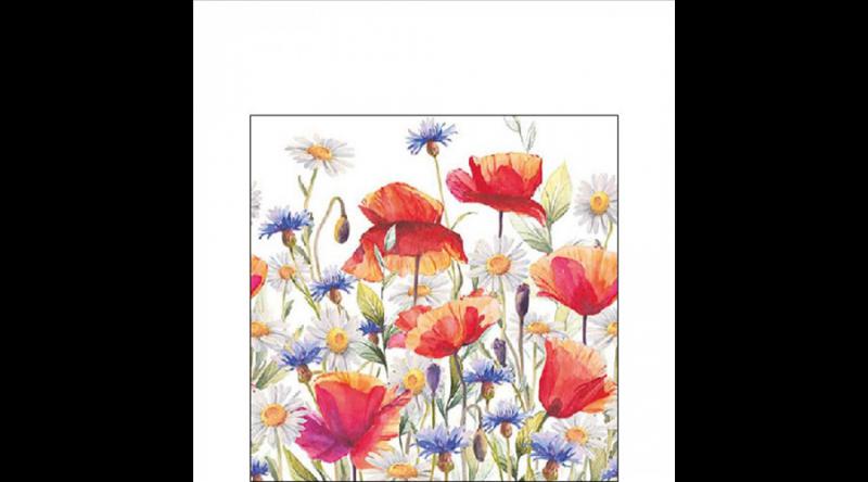 AMB.12518640 Poppies and cornflower papírszalvéta 25x25cm, 20db-os