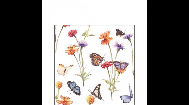 AMB.12519335 Butterfly garden white papírszalvéta 25x25cm,20db-os