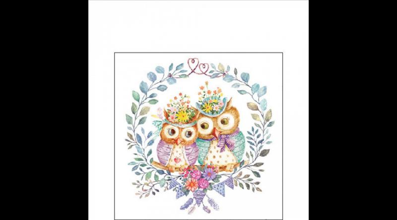 AMB.12519405 Owl couple in love papírszalvéta 25x25cm,20db-os