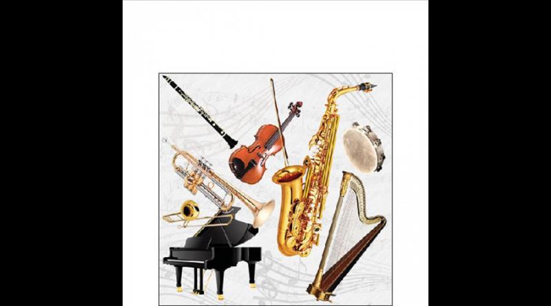 AMB.12519590 Music instruments papírszalvéta, hangszerek, 25x25cm,20db-os