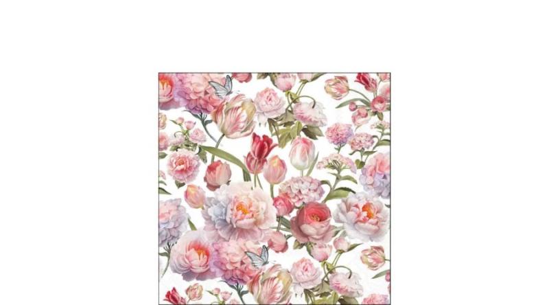 AMB.12520485 Roses and tulips papírszalvéta 25x25cm, 20db-os