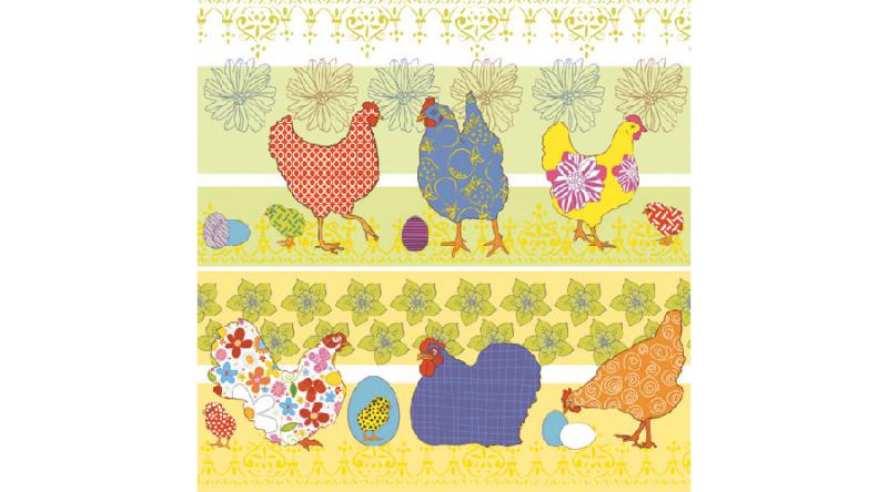 AMB.13306676 Modern Chickens yellow papírszalvéta 33x33cm,20db-os
