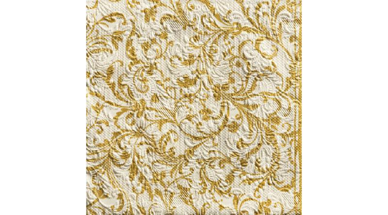 AMB.13307385 Elegance Damask cream gold dombornyomott papírszalvéta 33x33cm,15db-os