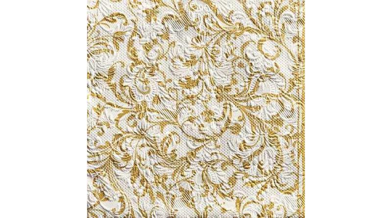 AMB.13307388 Elegance Damask White/Gold dombornyomott papírszalvéta 33x33cm,15db-os