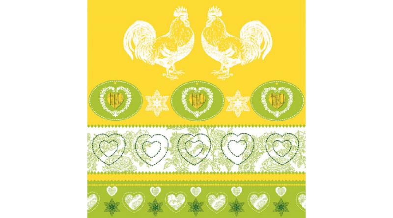 AMB.13308181 Chicken Nature yellow/green papírszalvéta 33x33cm,20db-os