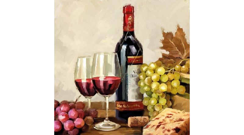 AMB.13310235 Wine & Grapes papírszalvéta 33x33cm, 20db-os