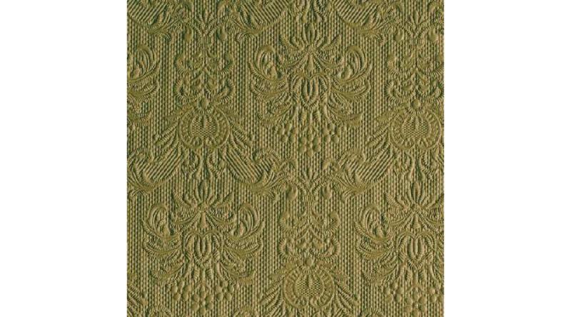 AMB.13311114 Elegance Olive Green dombornyomott papírszalvéta 33x33cm,15db-os
