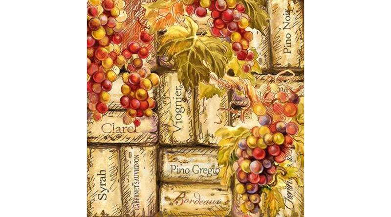 AMB.13312385 Grapes & Corks papírszalvéta 33x33cm,20db-os