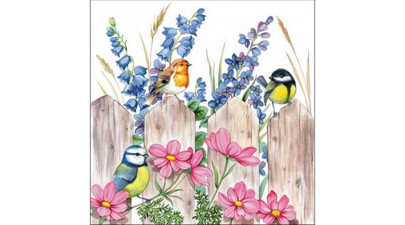 AMB.13312720 Birds on Fence papírszalvéta 33x33cm, 20db-os