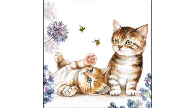 AMB.13312885 Cats and Bees papírszalvéta 33x33cm,20db-os, cicás