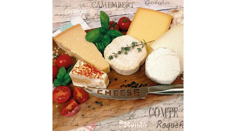 AMB.13312935 Palette of Cheeses papírszalvéta 33x33cm,20db-os, sajtos szalvéta