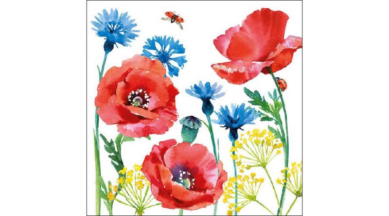 AMB.13313270 Cornflower and Poppy papírszalvéta 33x33cm,20db-os