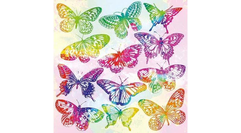 AMB.13314015 Aquarell Butterflies Mix papírszalvéta 33x33cm,20db-os