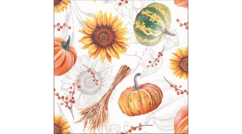 AMB.13315635 Pumpkins & Sunflowers papírszalvéta 33x33cm, 20db-os