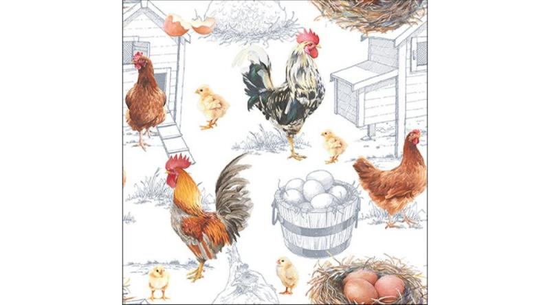 AMB.13315875 Chicken Farm papírszalvéta 33x33cm, 20db-os