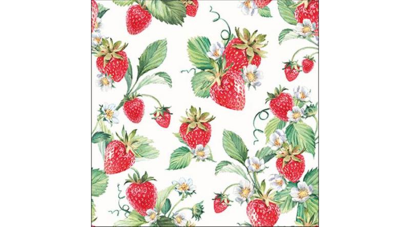 AMB.13315915 Garden Strawberries papírszalvéta 33x33cm, 20db-os