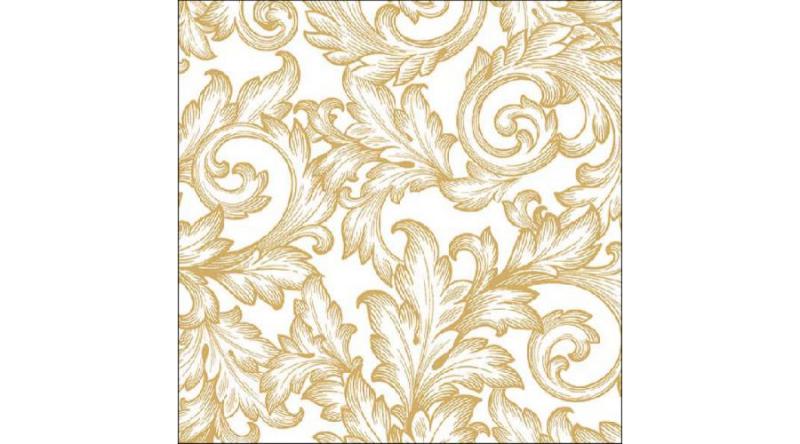 AMB.13316820 Baroque Gold/White papírszalvéta 33x33cm, 20db-os