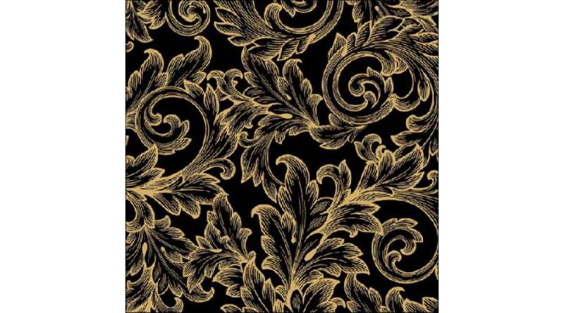 AMB.13316826 Baroque Gold/Black papírszalvéta 33x33cm, 20db-os