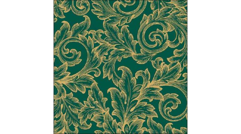 AMB.13316827 Baroque Gold/Green papírszalvéta 33x33cm, 20db-os