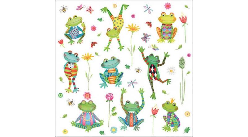 AMB.13317195 Happy Frogs papírszalvéta 33x33cm, 20db-os