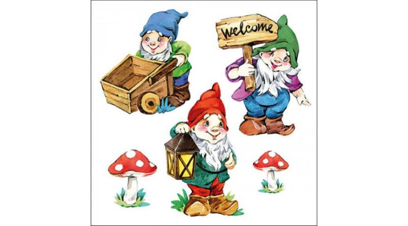 AMB.13317200 Garden Gnomes papírszalvéta 33x33cm, 20db-os